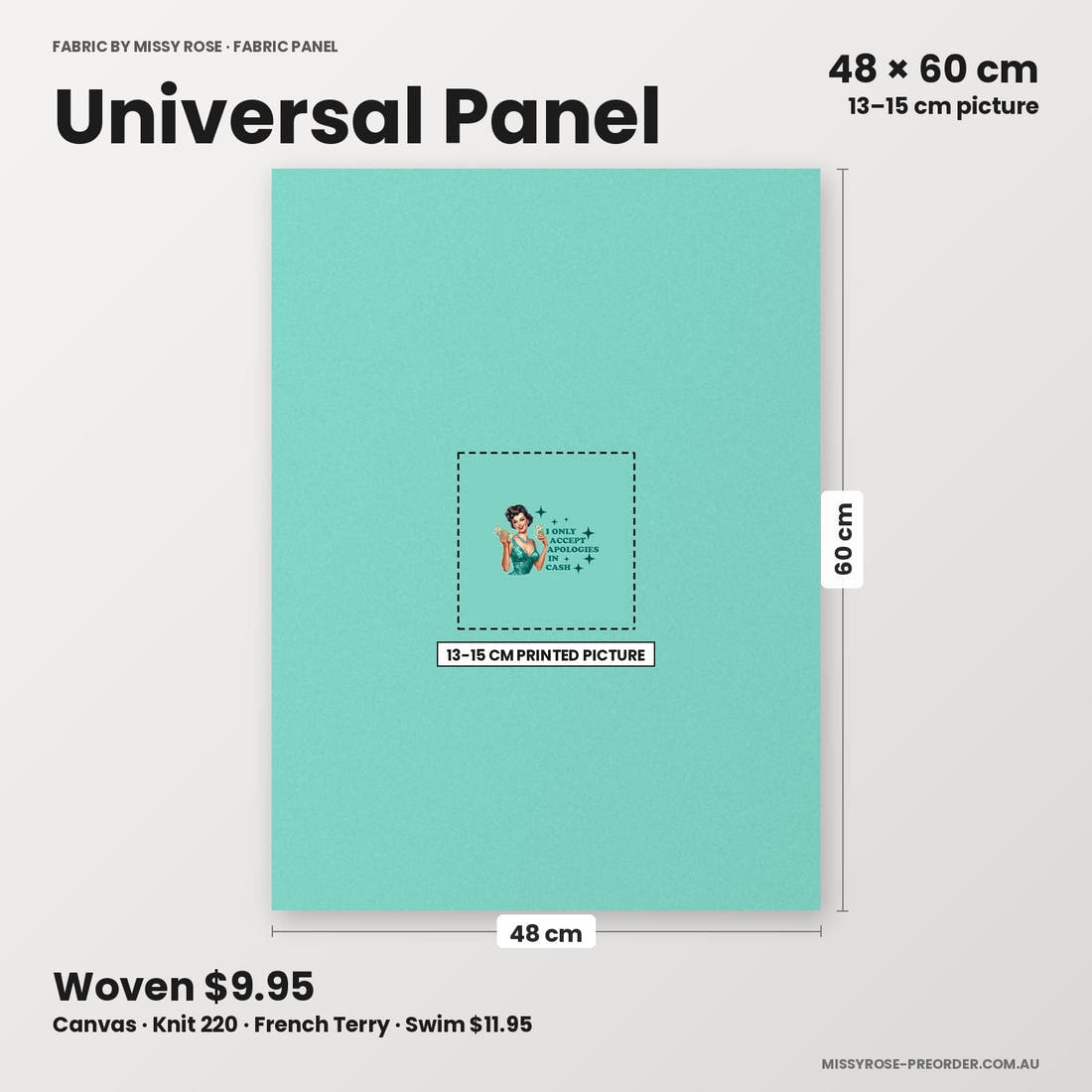 Profanity Fabric Panel 264 universal panel sizing – 13–15 cm printed picture on 48 × 60 cm fabric | Fabric by Missy Rose