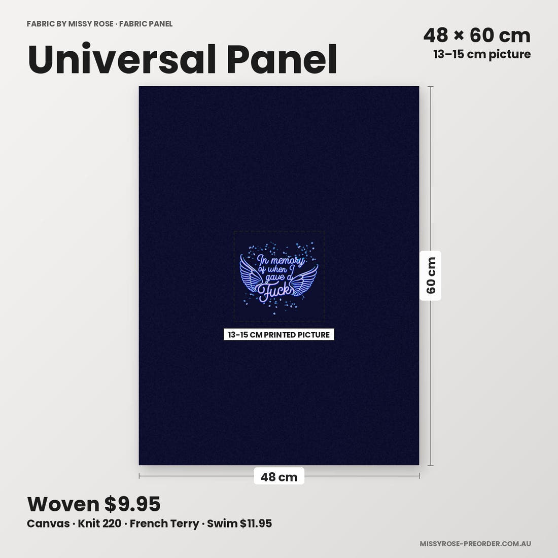 Profanity Fabric Panel 265 universal panel sizing – 13–15 cm printed picture on 48 × 60 cm fabric | Fabric by Missy Rose