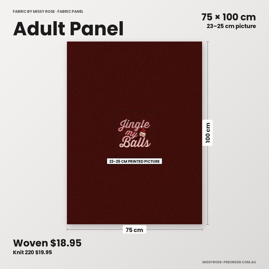 Profanity Fabric Panel 266 adult panel sizing – 23–25 cm printed picture on 75 × 100 cm fabric | Fabric by Missy Rose