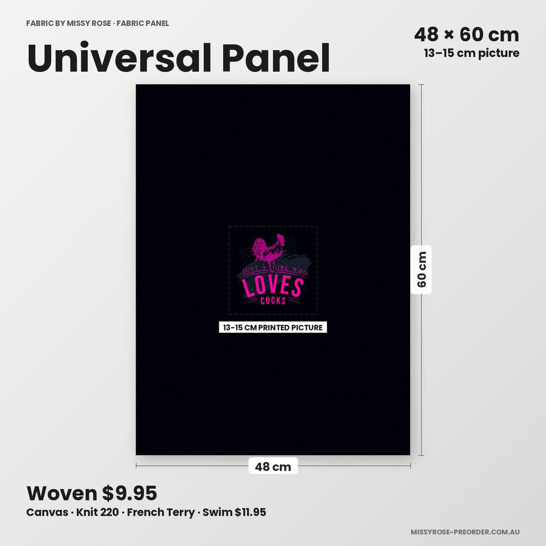 Profanity Fabric Panel 268 universal panel sizing – 13–15 cm printed picture on 48 × 60 cm fabric | Fabric by Missy Rose
