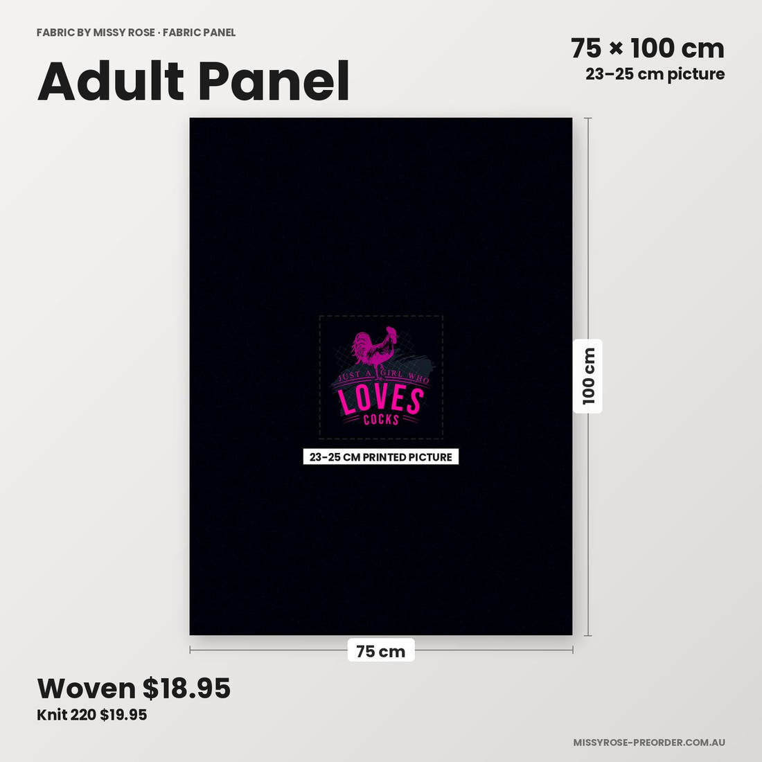Profanity Fabric Panel 268 adult panel sizing – 23–25 cm printed picture on 75 × 100 cm fabric | Fabric by Missy Rose
