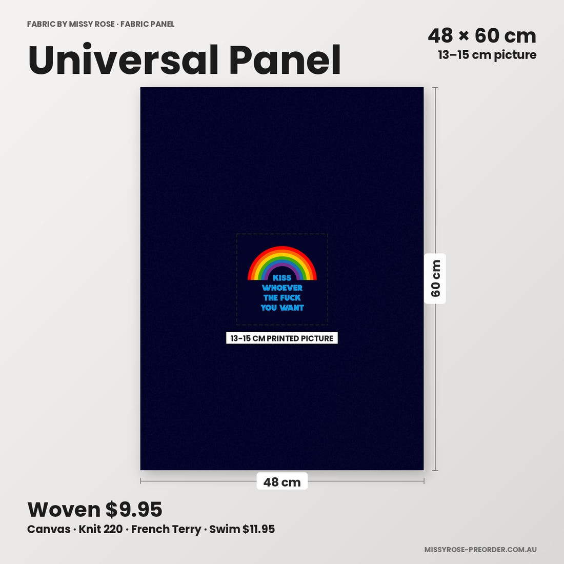 Profanity Fabric Panel 270 universal panel sizing – 13–15 cm printed picture on 48 × 60 cm fabric | Fabric by Missy Rose