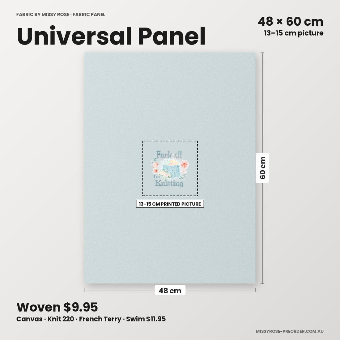 Profanity Fabric Panel 271 universal panel sizing – 13–15 cm printed picture on 48 × 60 cm fabric | Fabric by Missy Rose