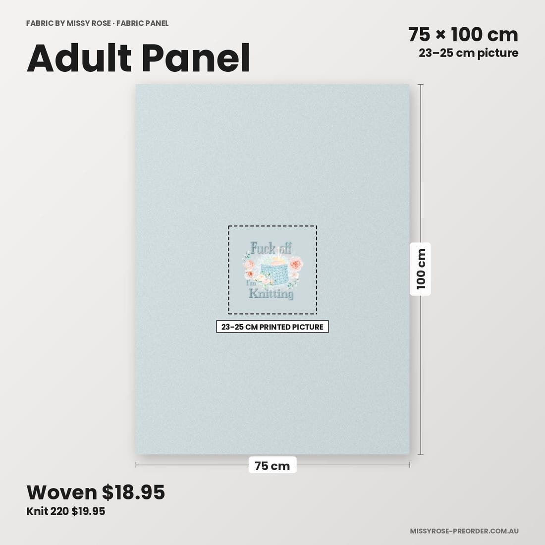 Profanity Fabric Panel 271 adult panel sizing – 23–25 cm printed picture on 75 × 100 cm fabric | Fabric by Missy Rose