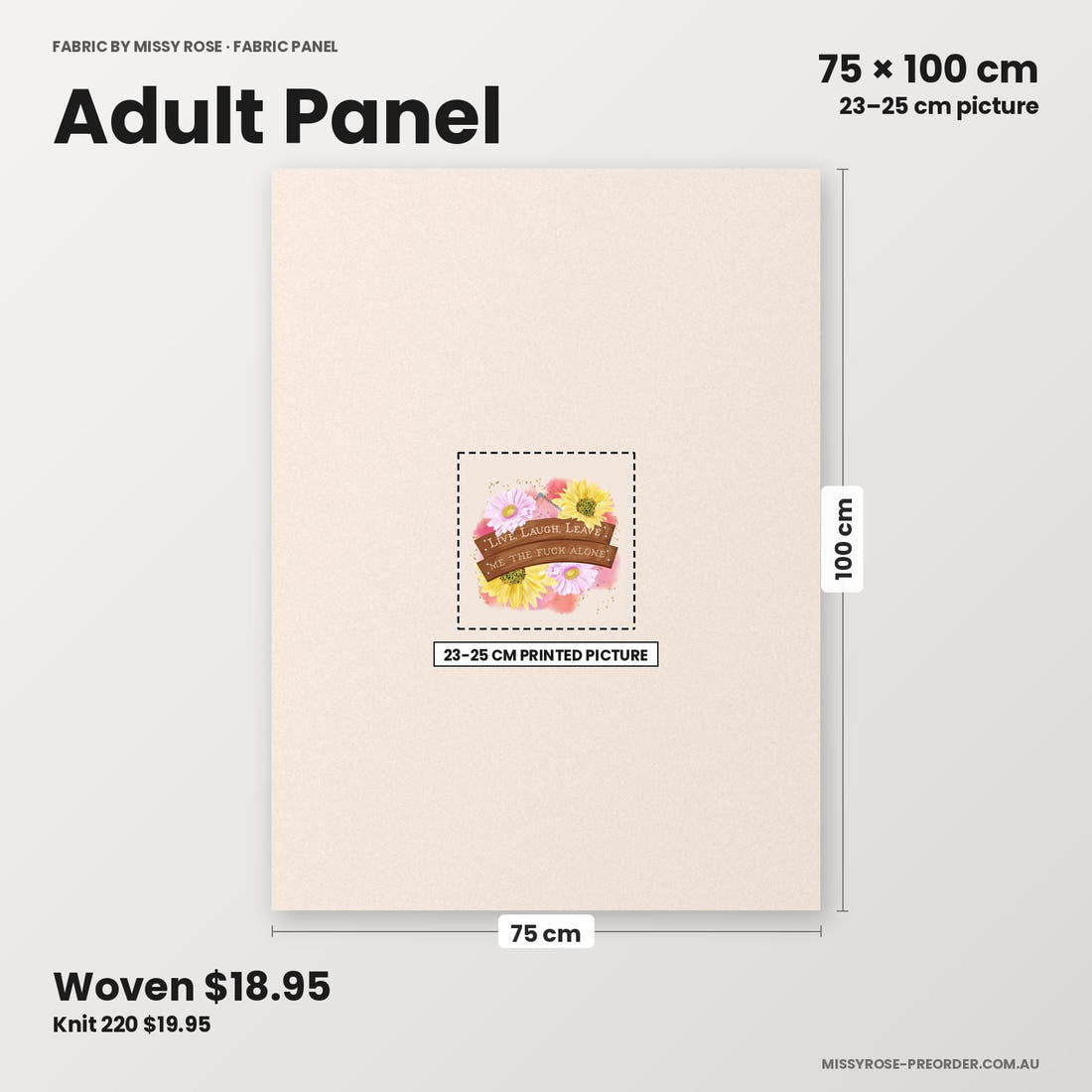 Profanity Fabric Panel 274 adult panel sizing – 23–25 cm printed picture on 75 × 100 cm fabric | Fabric by Missy Rose