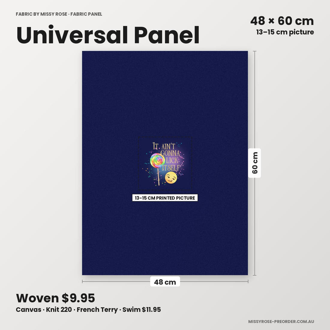 Profanity Fabric Panel 276 universal panel sizing – 13–15 cm printed picture on 48 × 60 cm fabric | Fabric by Missy Rose