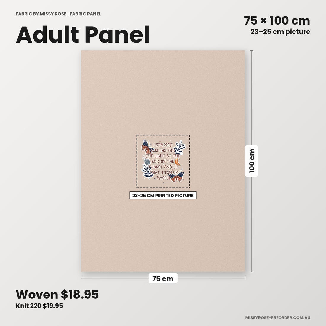 Profanity Fabric Panel 277 adult panel sizing – 23–25 cm printed picture on 75 × 100 cm fabric | Fabric by Missy Rose