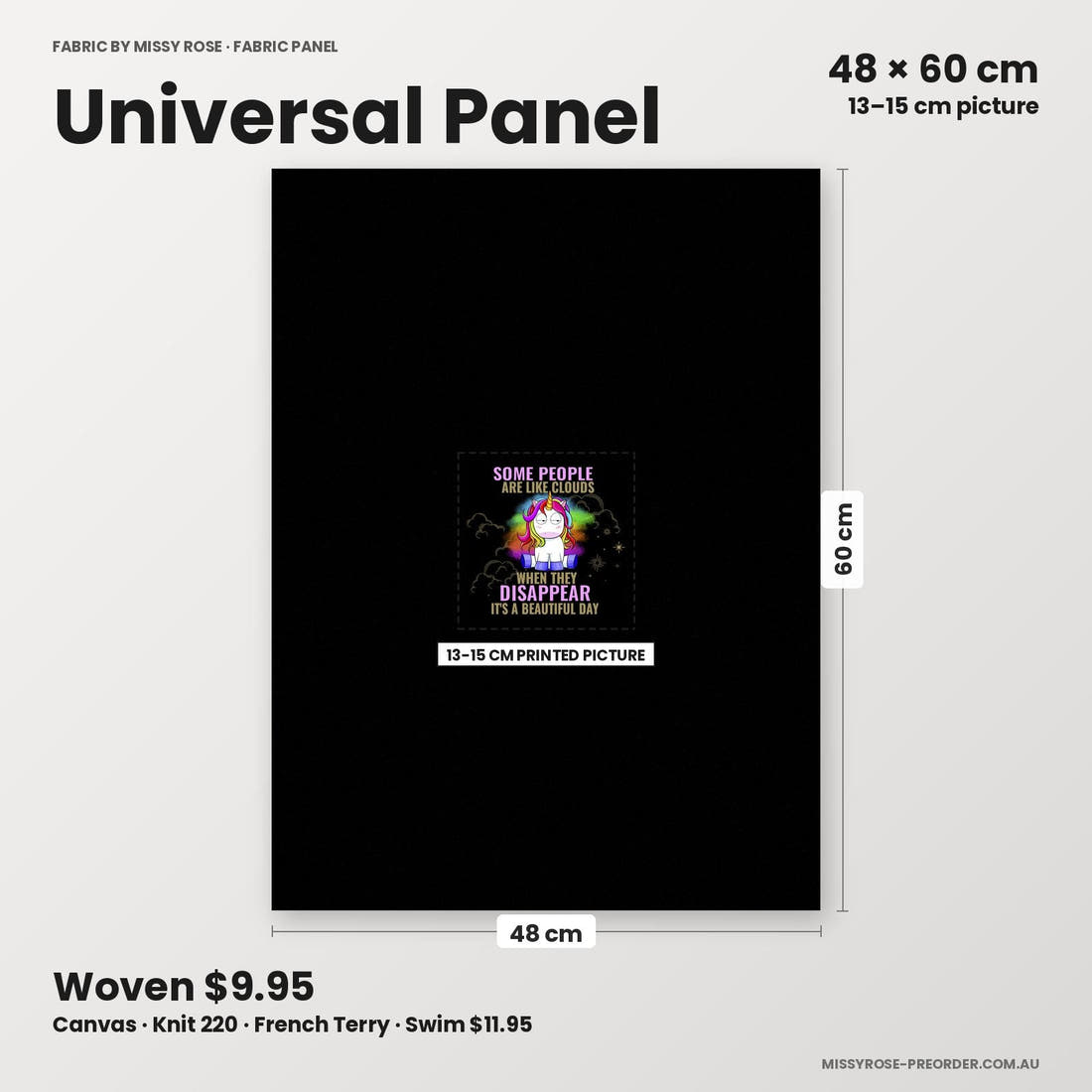 Profanity Fabric Panel 278 universal panel sizing – 13–15 cm printed picture on 48 × 60 cm fabric | Fabric by Missy Rose