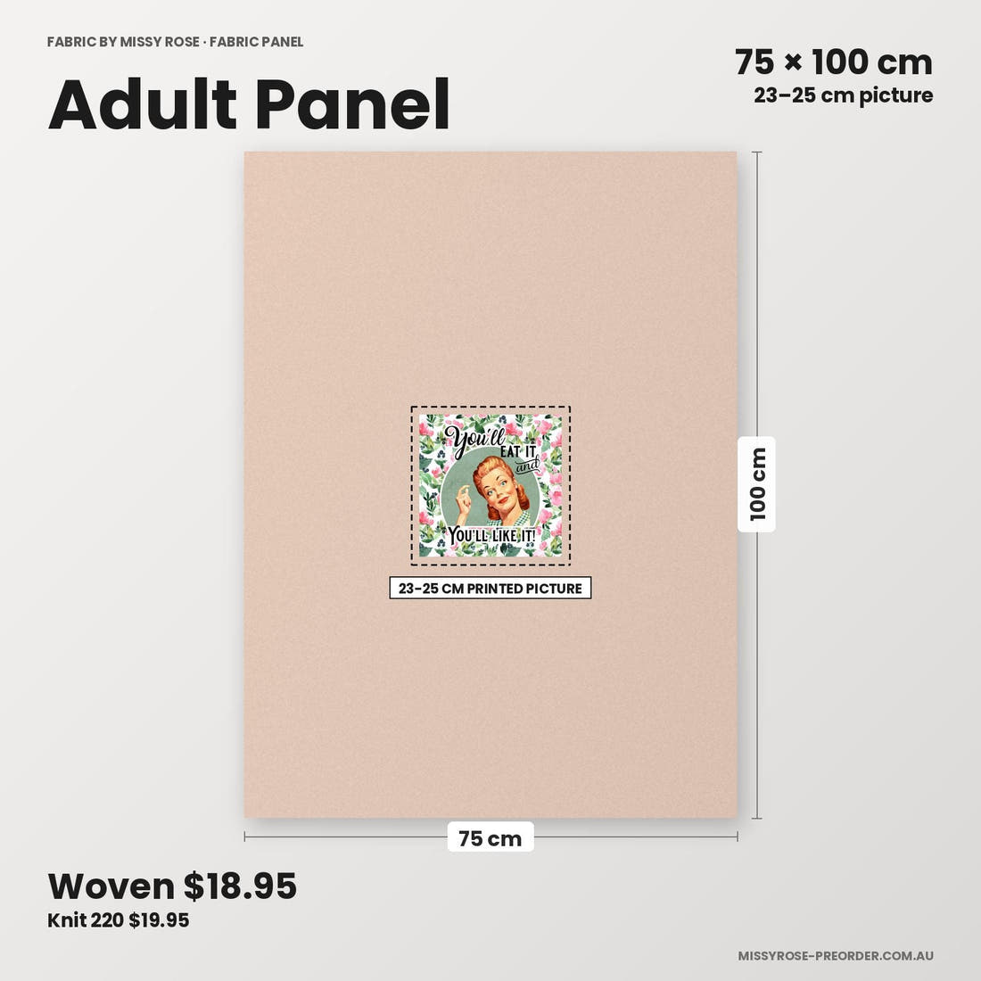 Profanity Fabric Panel 279 adult panel sizing – 23–25 cm printed picture on 75 × 100 cm fabric | Fabric by Missy Rose