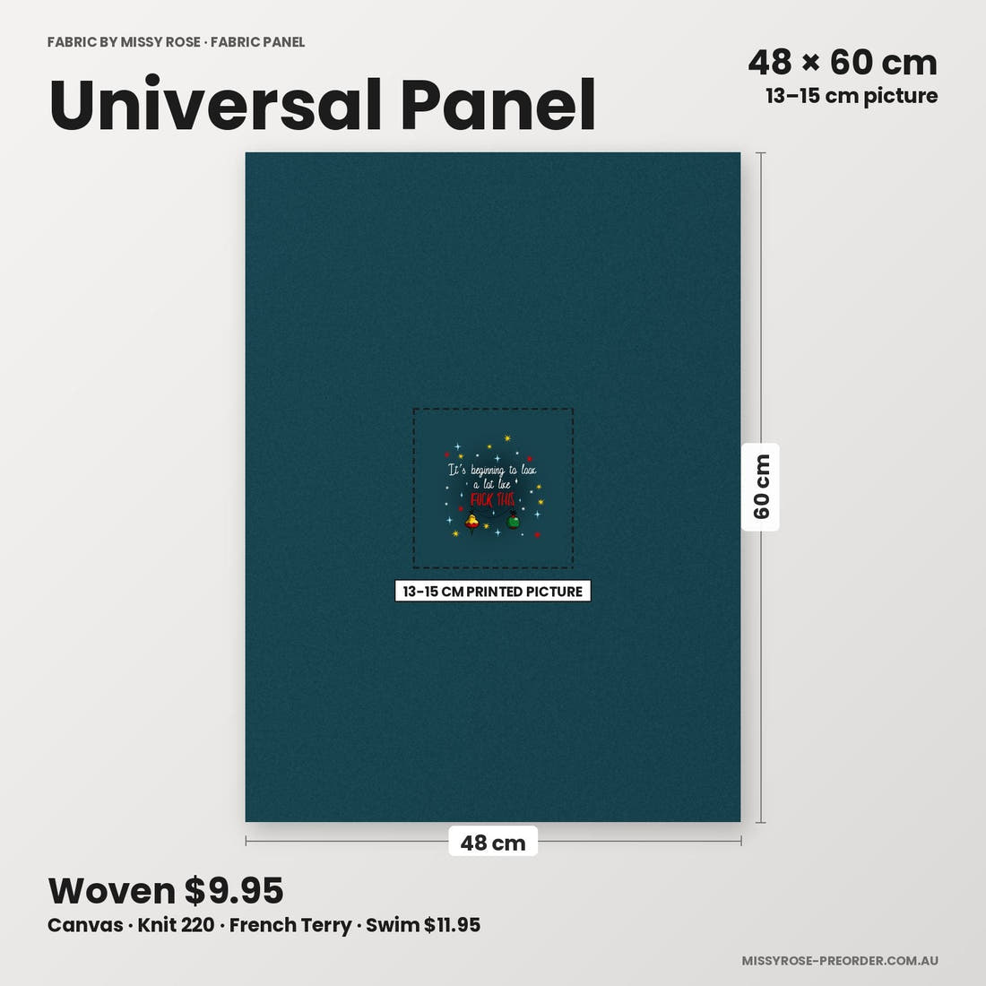 Profanity Fabric Panel 282 universal panel sizing – 13–15 cm printed picture on 48 × 60 cm fabric | Fabric by Missy Rose