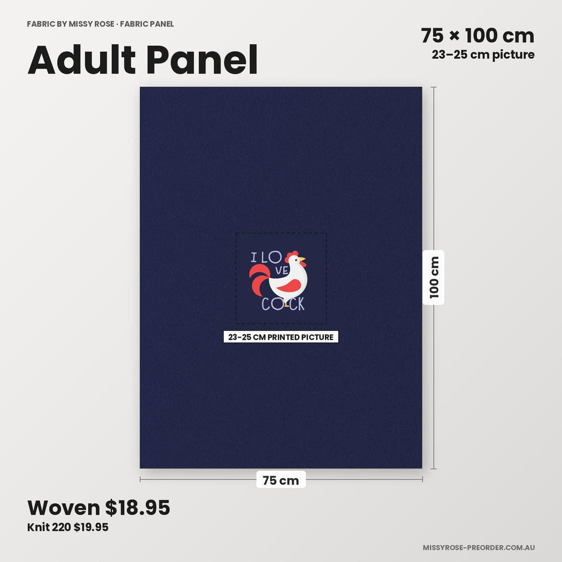 Profanity Fabric Panel 284 adult panel sizing – 23–25 cm printed picture on 75 × 100 cm fabric | Fabric by Missy Rose