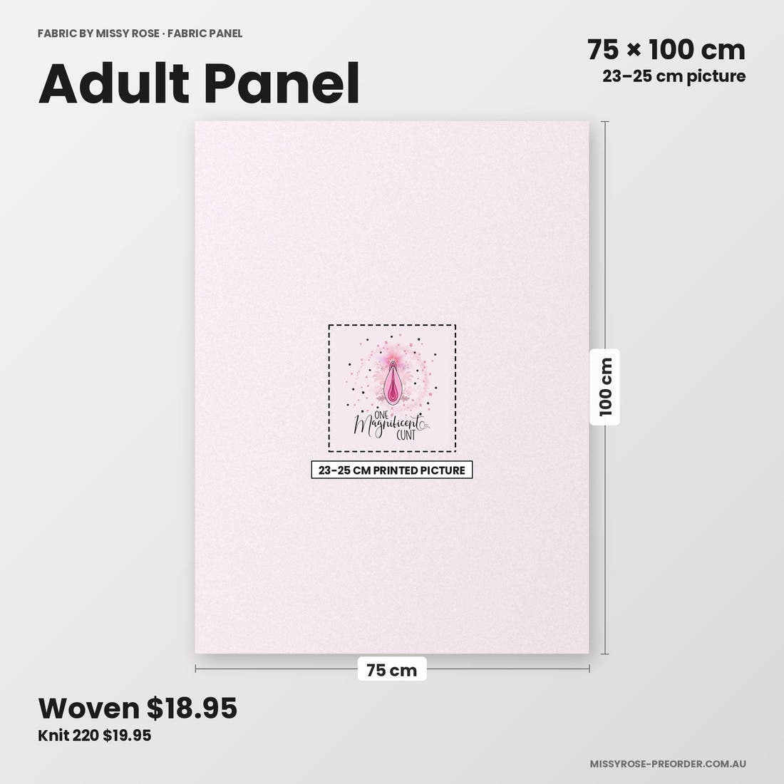 Profanity Fabric Panel 286 adult panel sizing – 23–25 cm printed picture on 75 × 100 cm fabric | Fabric by Missy Rose