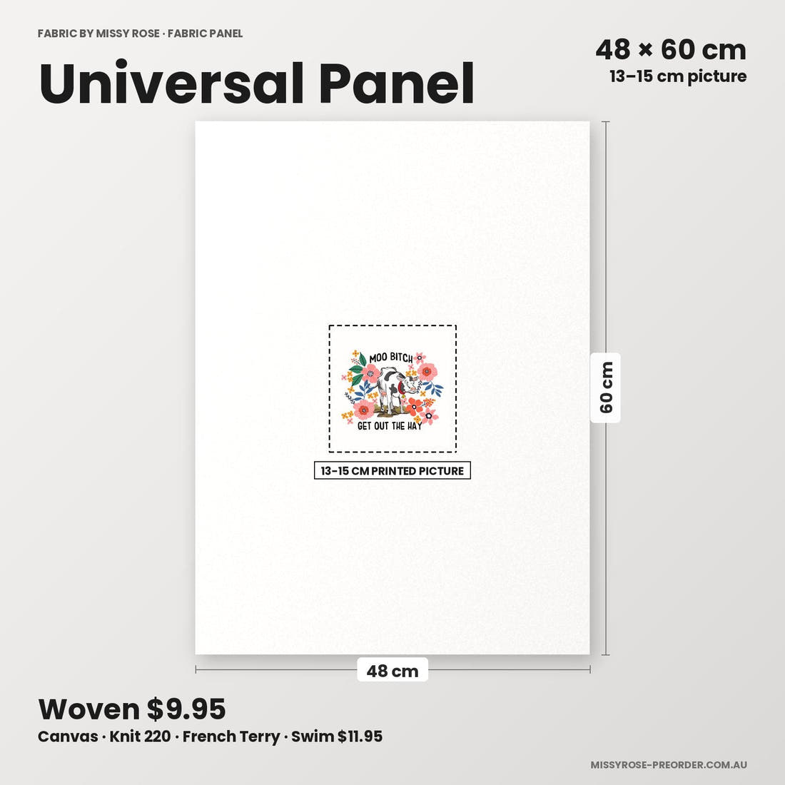 Profanity Fabric Panel 288 universal panel sizing – 13–15 cm printed picture on 48 × 60 cm fabric | Fabric by Missy Rose