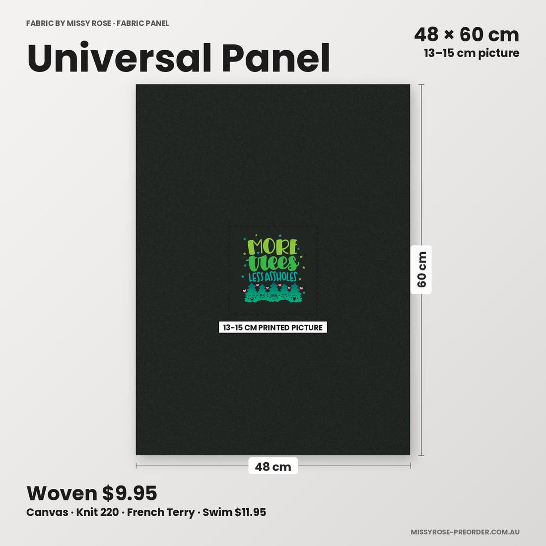 Profanity Fabric Panel 289 universal panel sizing – 13–15 cm printed picture on 48 × 60 cm fabric | Fabric by Missy Rose