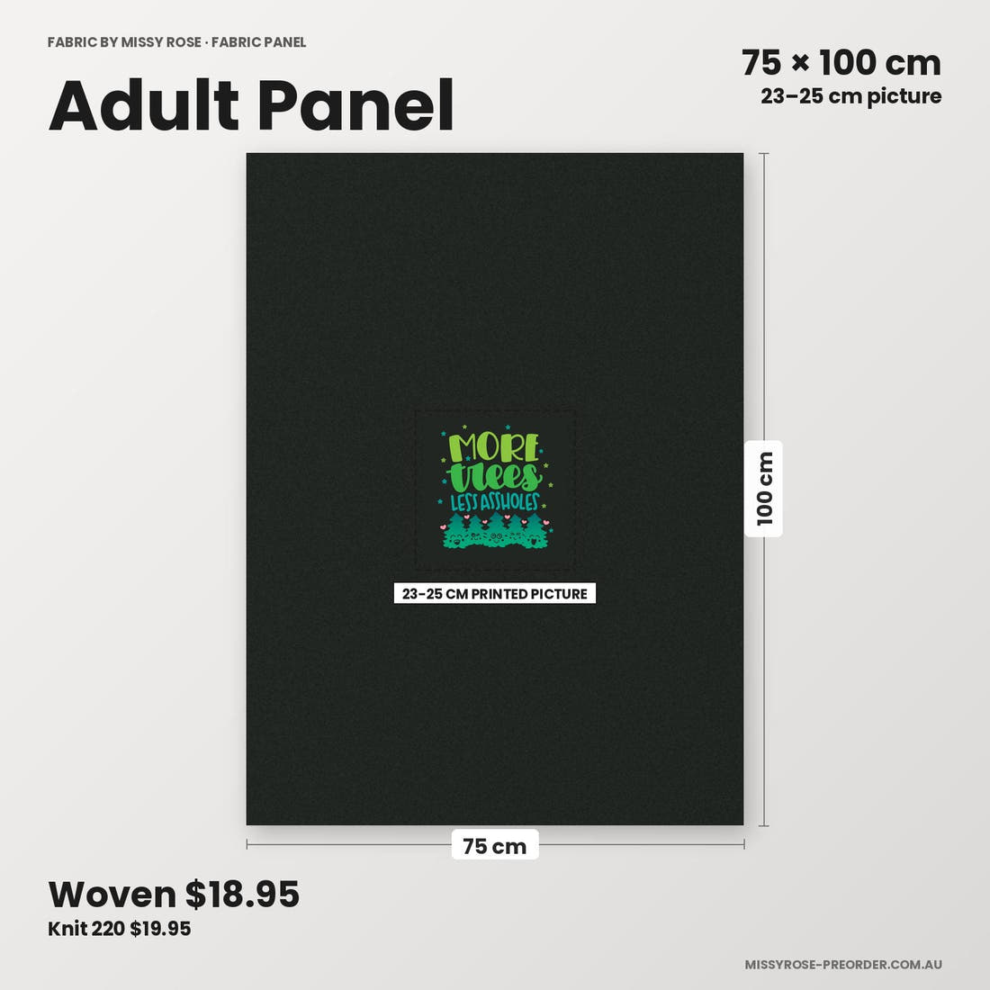 Profanity Fabric Panel 289 adult panel sizing – 23–25 cm printed picture on 75 × 100 cm fabric | Fabric by Missy Rose