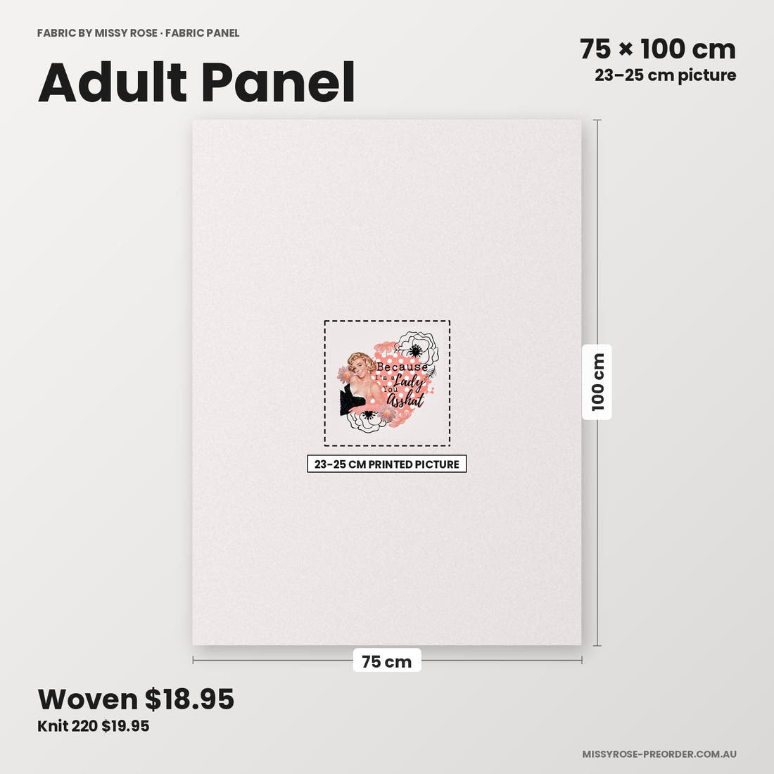Profanity Fabric Panel 29 adult panel sizing – 23–25 cm printed picture on 75 × 100 cm fabric | Fabric by Missy Rose