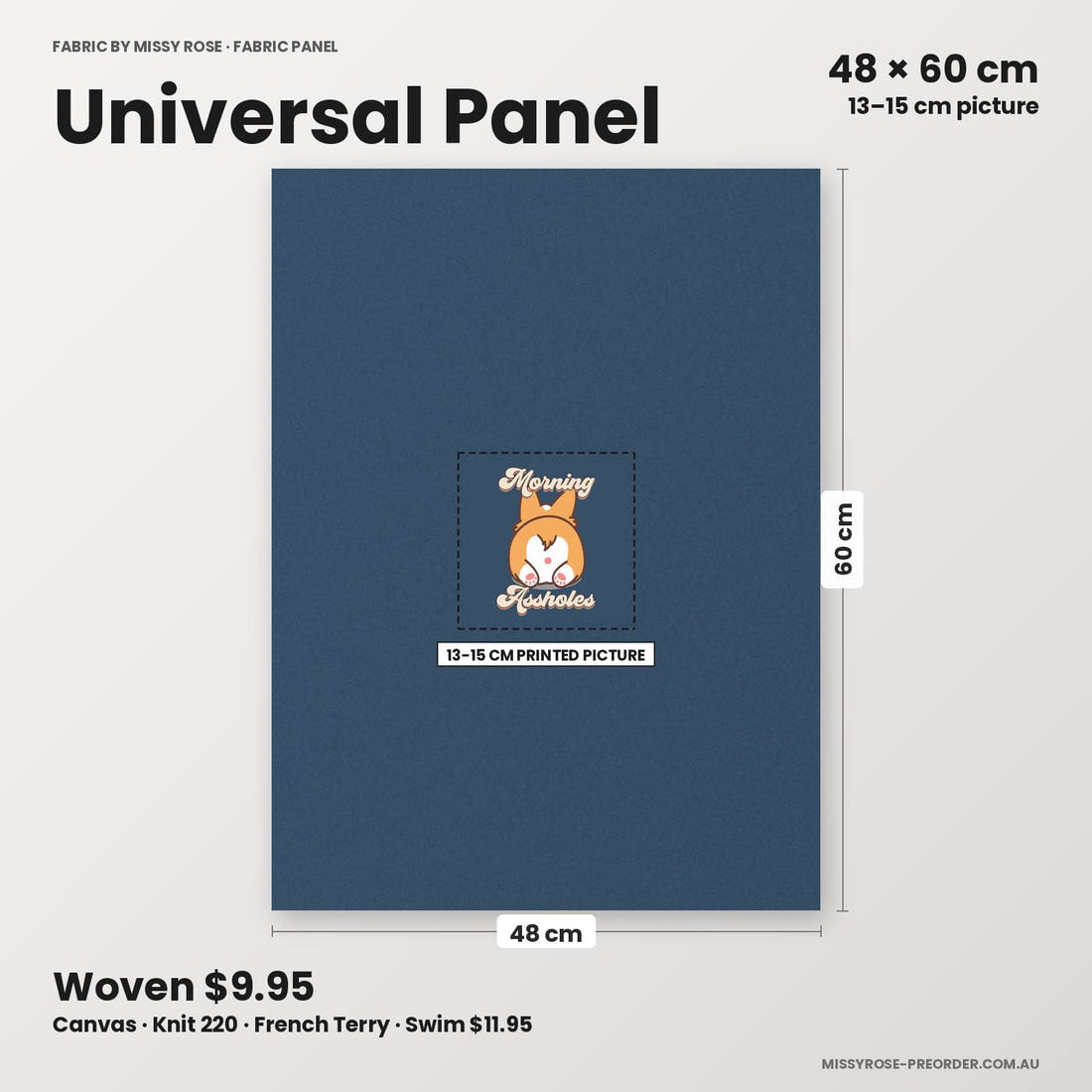 Profanity Fabric Panel 290 universal panel sizing – 13–15 cm printed picture on 48 × 60 cm fabric | Fabric by Missy Rose