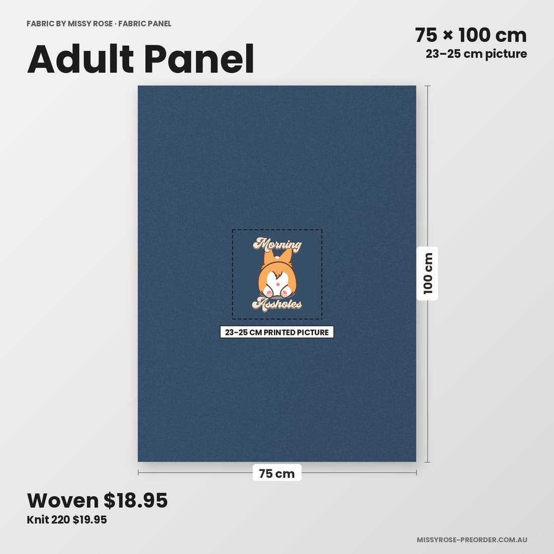 Profanity Fabric Panel 290 adult panel sizing – 23–25 cm printed picture on 75 × 100 cm fabric | Fabric by Missy Rose