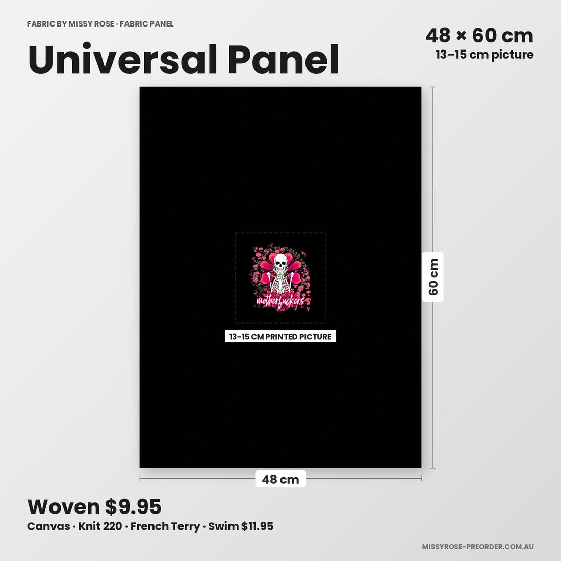 Profanity Fabric Panel 291 universal panel sizing – 13–15 cm printed picture on 48 × 60 cm fabric | Fabric by Missy Rose