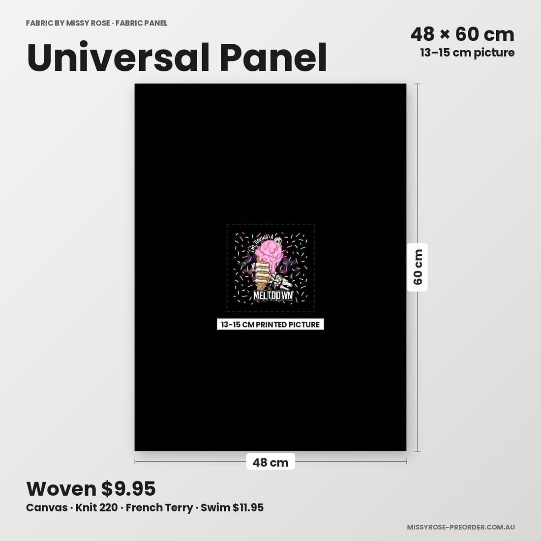 Profanity Fabric Panel 299 universal panel sizing – 13–15 cm printed picture on 48 × 60 cm fabric | Fabric by Missy Rose