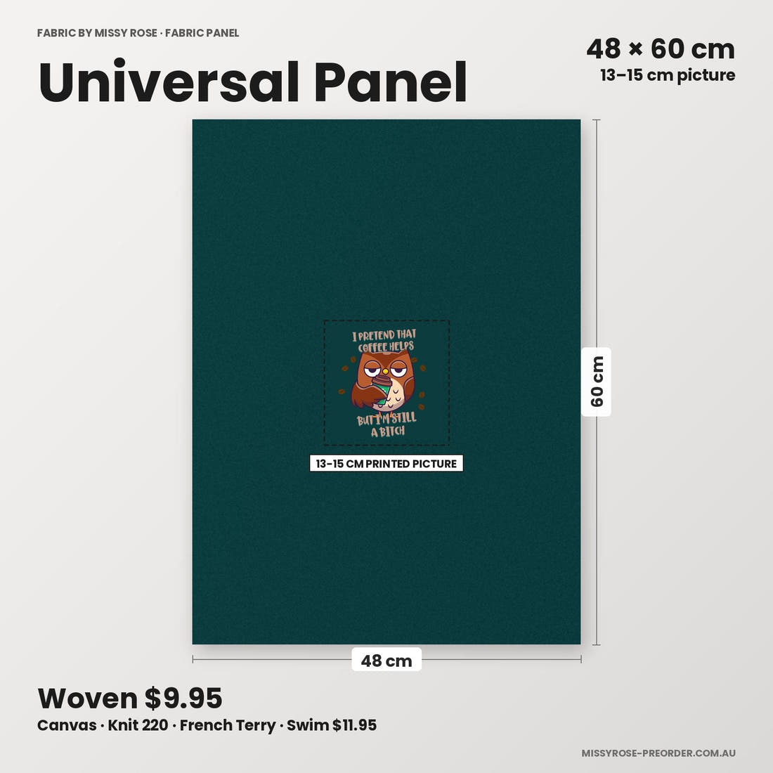 Profanity Fabric Panel 30 universal panel sizing – 13–15 cm printed picture on 48 × 60 cm fabric | Fabric by Missy Rose