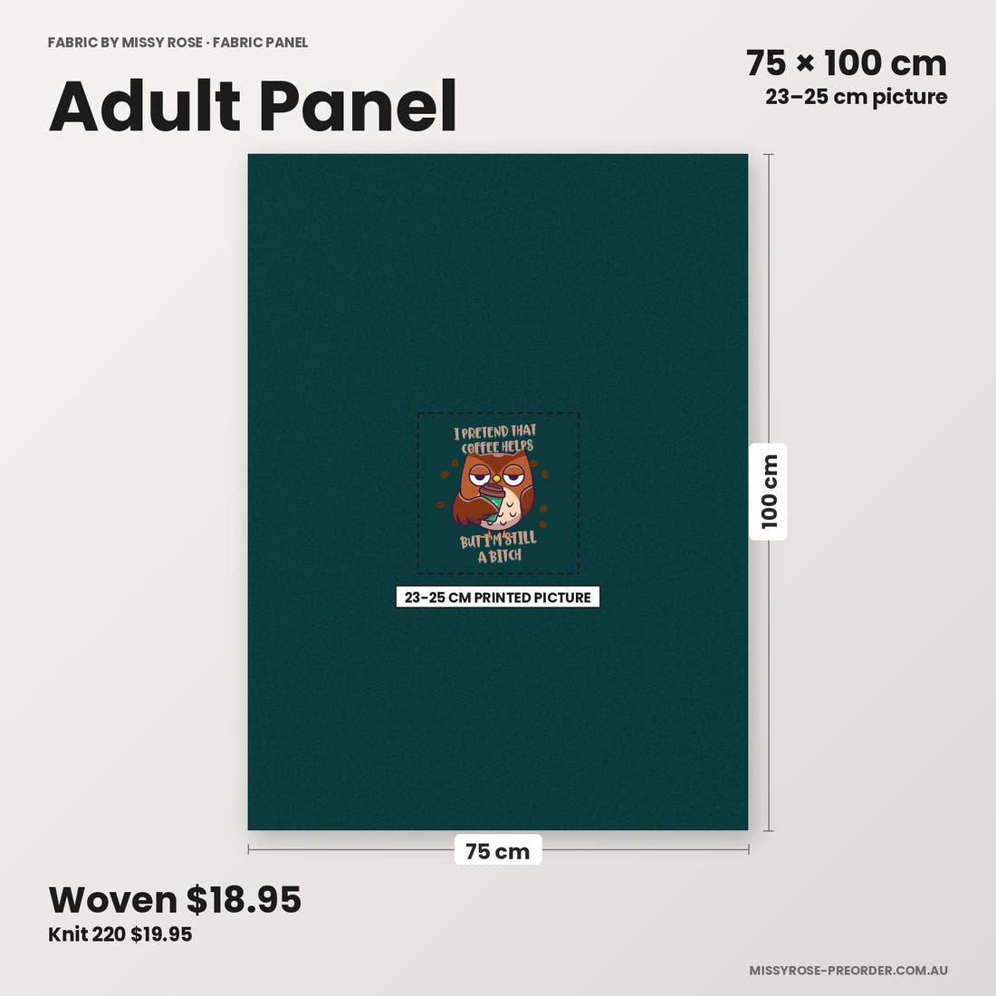 Profanity Fabric Panel 30 adult panel sizing – 23–25 cm printed picture on 75 × 100 cm fabric | Fabric by Missy Rose