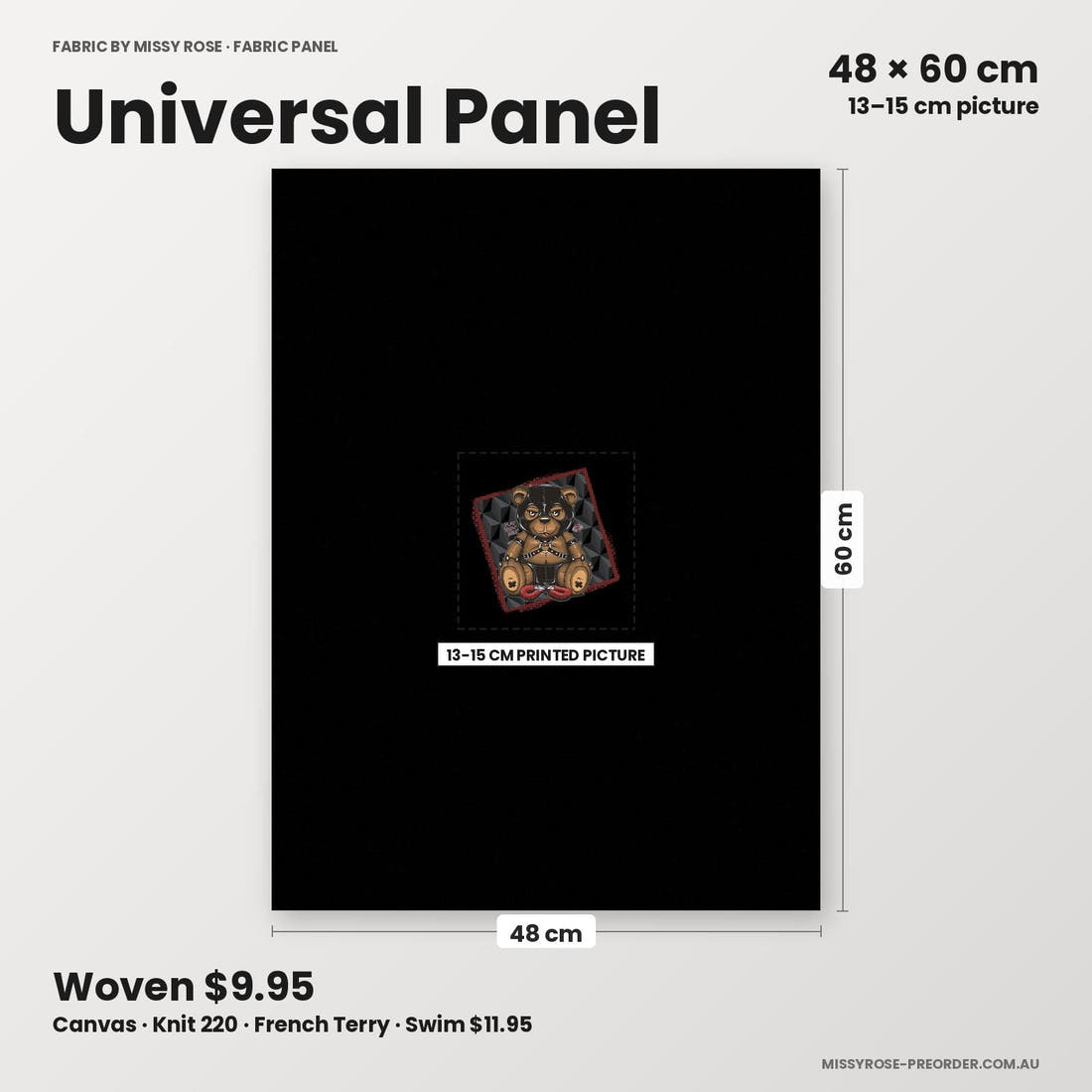 Profanity Fabric Panel 300 universal panel sizing – 13–15 cm printed picture on 48 × 60 cm fabric | Fabric by Missy Rose