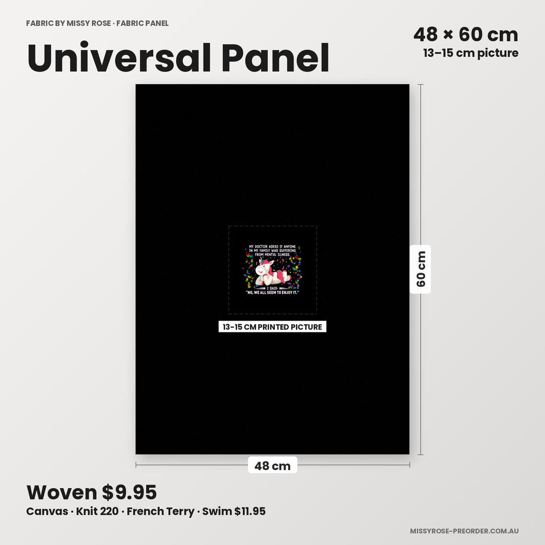 Profanity Fabric Panel 304 universal panel sizing – 13–15 cm printed picture on 48 × 60 cm fabric | Fabric by Missy Rose