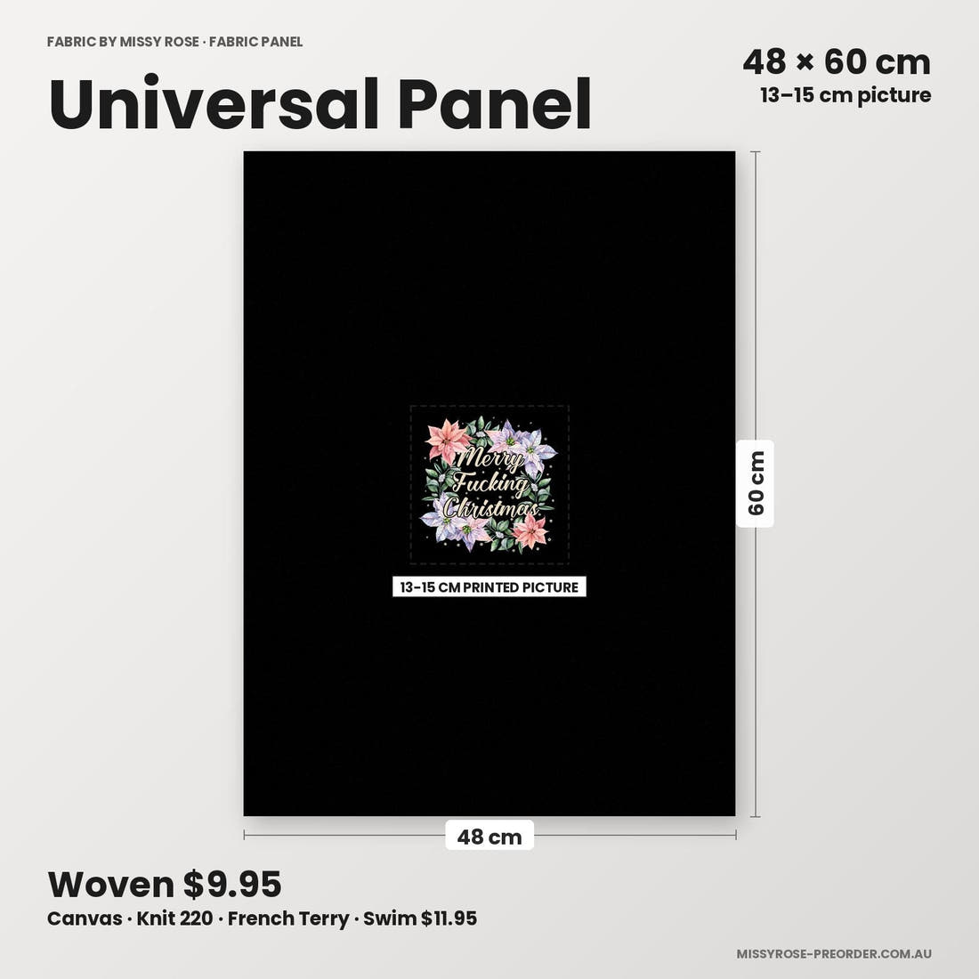Profanity Fabric Panel 307 universal panel sizing – 13–15 cm printed picture on 48 × 60 cm fabric | Fabric by Missy Rose