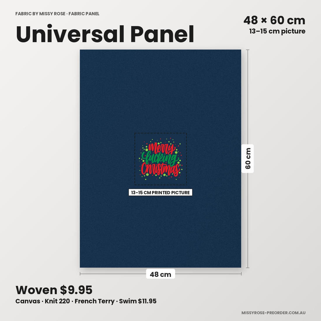 Profanity Fabric Panel 308 universal panel sizing – 13–15 cm printed picture on 48 × 60 cm fabric | Fabric by Missy Rose