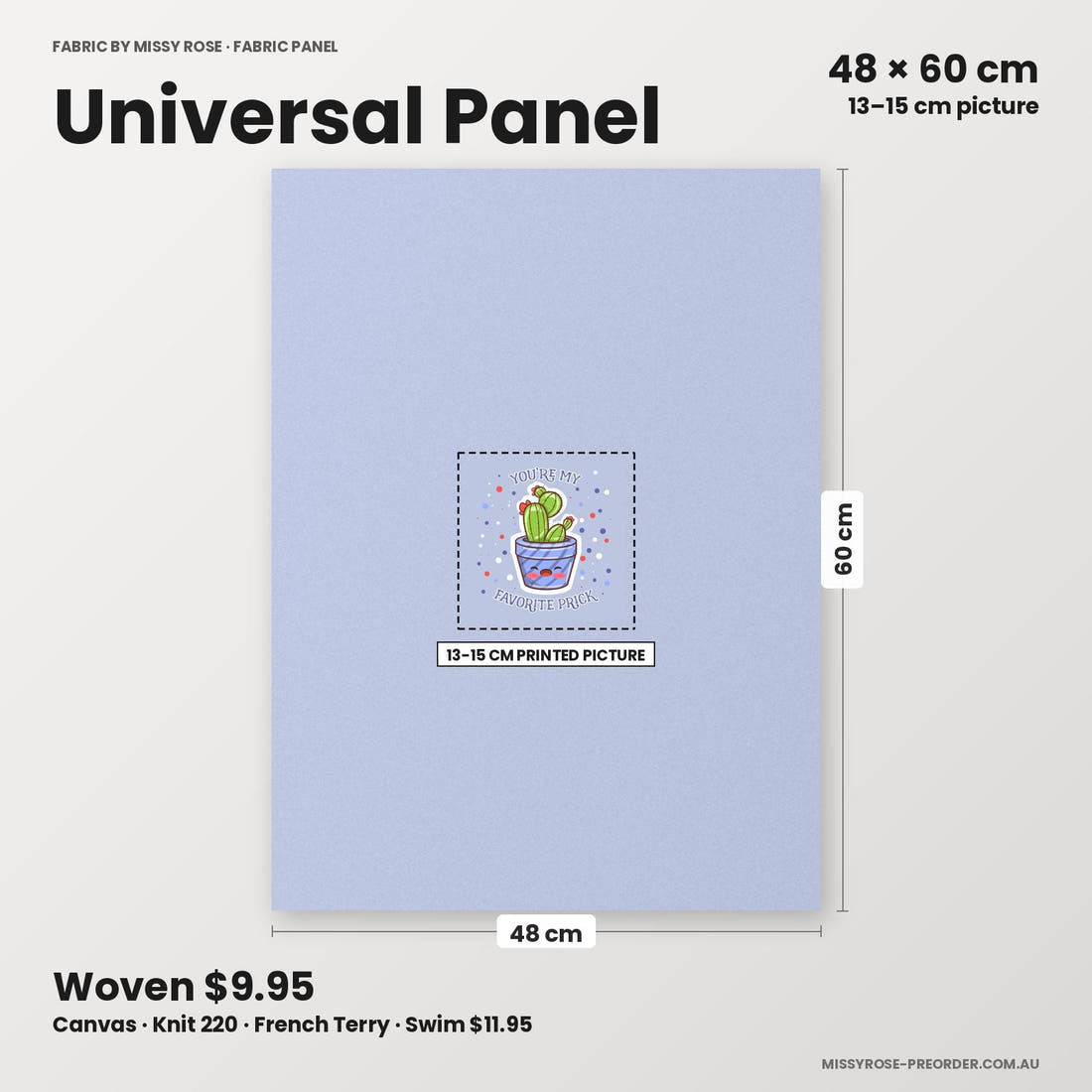 Profanity Fabric Panel 309 universal panel sizing – 13–15 cm printed picture on 48 × 60 cm fabric | Fabric by Missy Rose