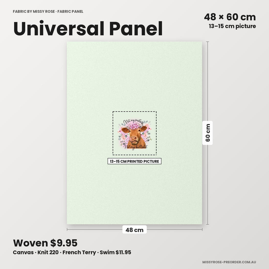 Profanity Fabric Panel 31 universal panel sizing – 13–15 cm printed picture on 48 × 60 cm fabric | Fabric by Missy Rose