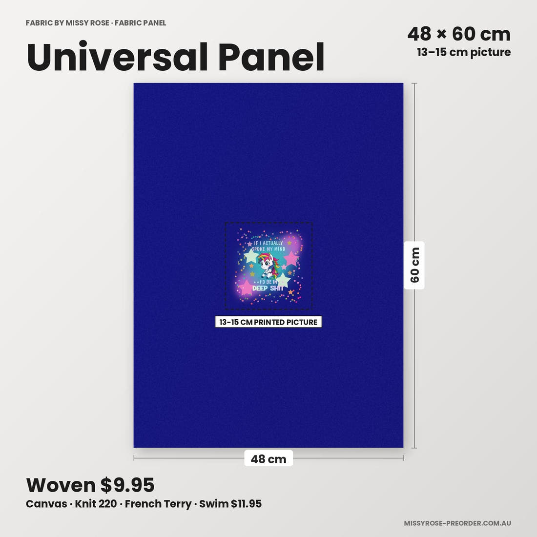 Profanity Fabric Panel 311 universal panel sizing – 13–15 cm printed picture on 48 × 60 cm fabric | Fabric by Missy Rose
