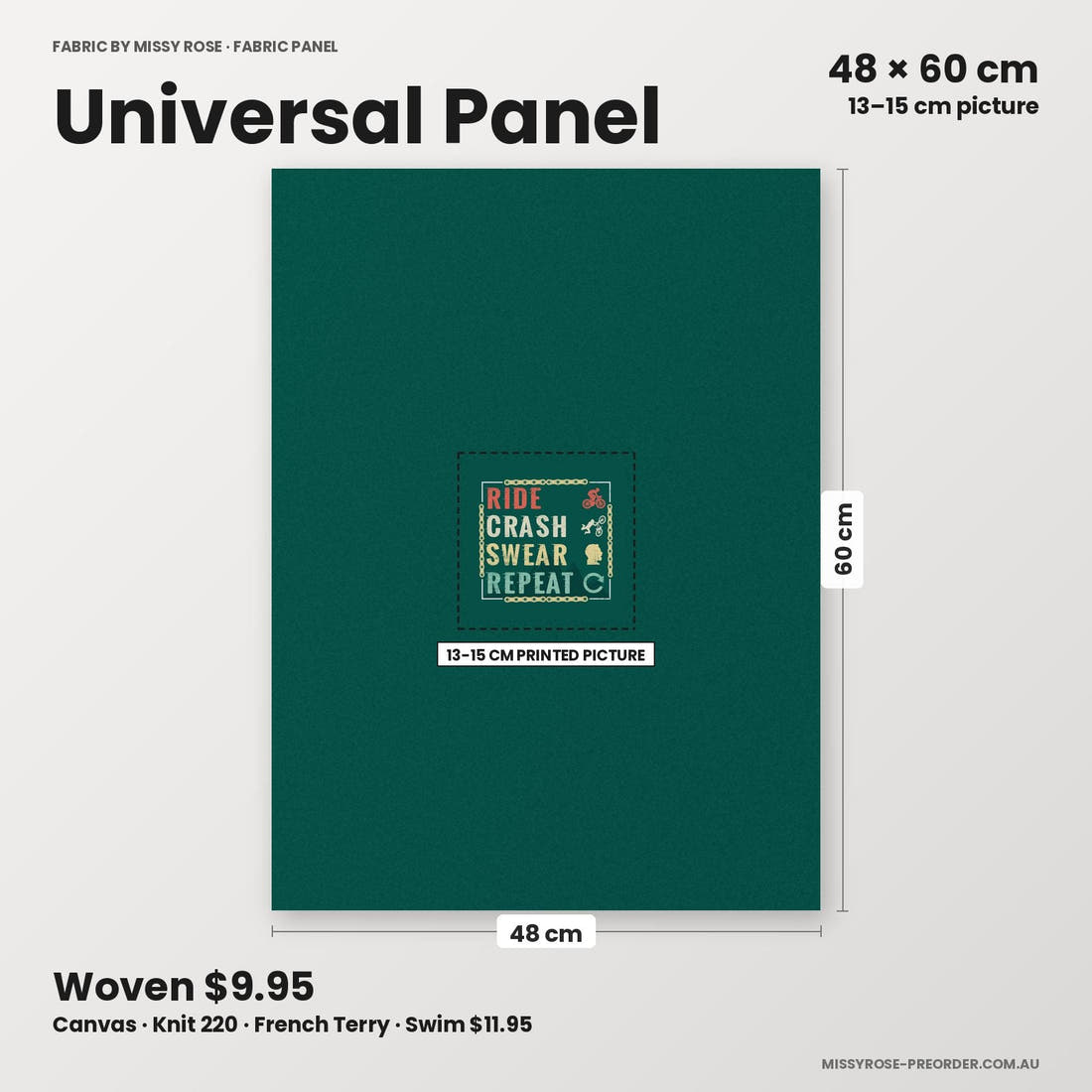 Profanity Fabric Panel 314 universal panel sizing – 13–15 cm printed picture on 48 × 60 cm fabric | Fabric by Missy Rose