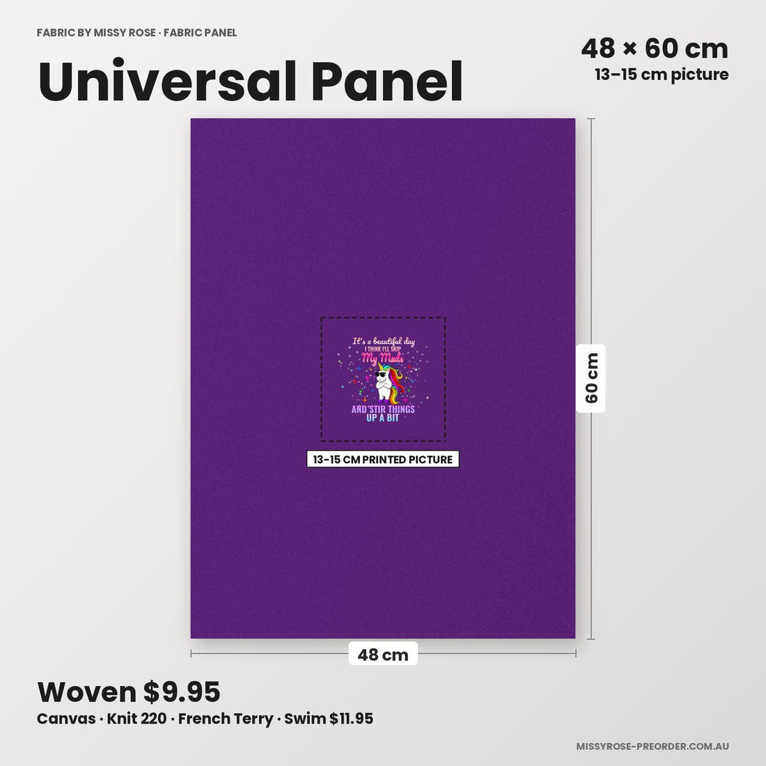 Profanity Fabric Panel 315 universal panel sizing – 13–15 cm printed picture on 48 × 60 cm fabric | Fabric by Missy Rose