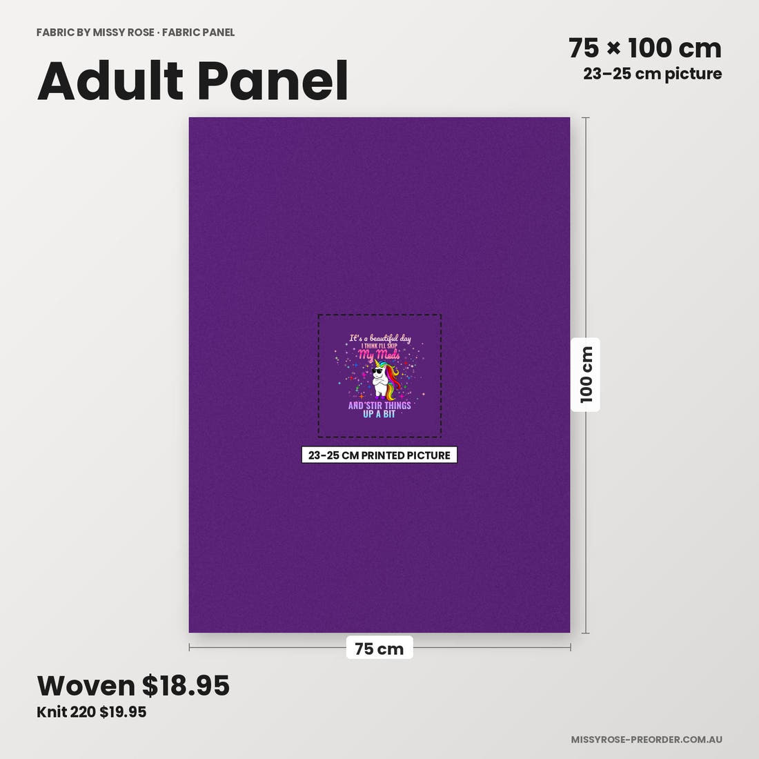 Profanity Fabric Panel 315 adult panel sizing – 23–25 cm printed picture on 75 × 100 cm fabric | Fabric by Missy Rose
