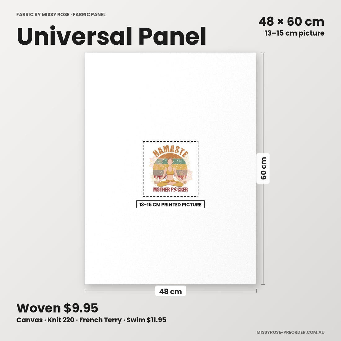 Profanity Fabric Panel 316 universal panel sizing – 13–15 cm printed picture on 48 × 60 cm fabric | Fabric by Missy Rose