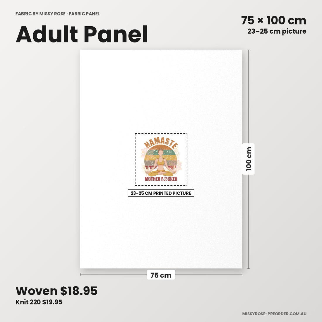 Profanity Fabric Panel 316 adult panel sizing – 23–25 cm printed picture on 75 × 100 cm fabric | Fabric by Missy Rose
