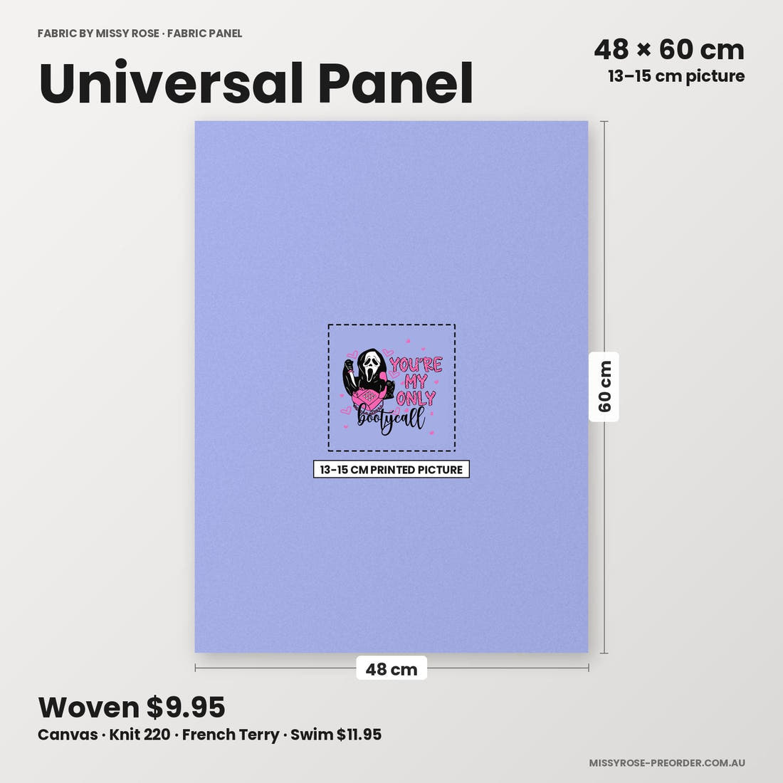 Profanity Fabric Panel 32 universal panel sizing – 13–15 cm printed picture on 48 × 60 cm fabric | Fabric by Missy Rose