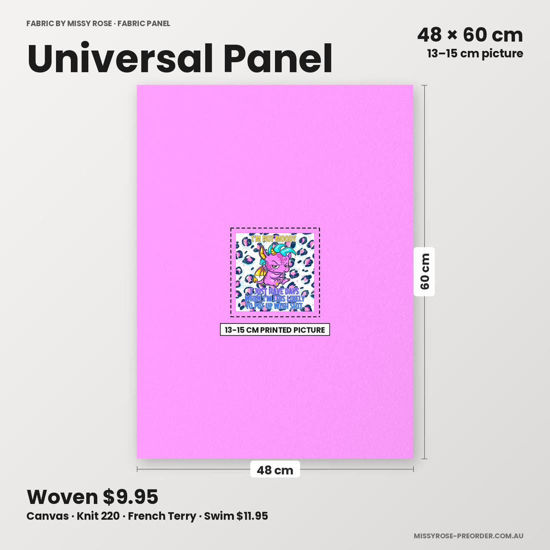 Profanity Fabric Panel 323 universal panel sizing – 13–15 cm printed picture on 48 × 60 cm fabric | Fabric by Missy Rose