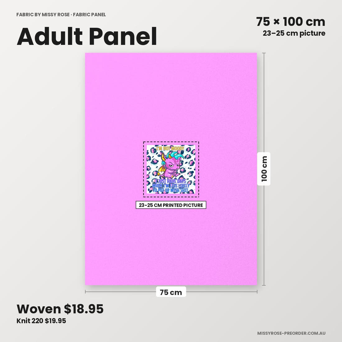 Profanity Fabric Panel 323 adult panel sizing – 23–25 cm printed picture on 75 × 100 cm fabric | Fabric by Missy Rose