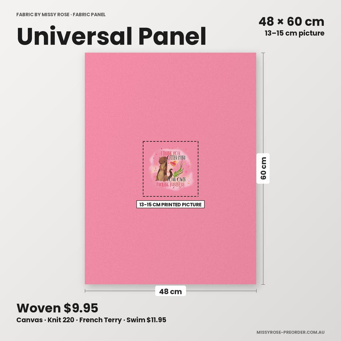 Profanity Fabric Panel 328 universal panel sizing – 13–15 cm printed picture on 48 × 60 cm fabric | Fabric by Missy Rose