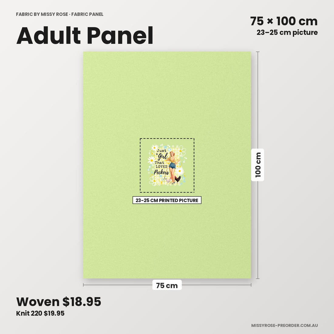 Profanity Fabric Panel 330 adult panel sizing – 23–25 cm printed picture on 75 × 100 cm fabric | Fabric by Missy Rose