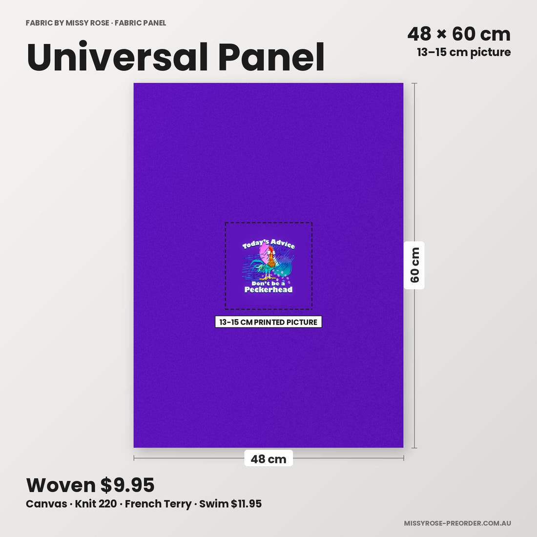 Profanity Fabric Panel 331 universal panel sizing – 13–15 cm printed picture on 48 × 60 cm fabric | Fabric by Missy Rose