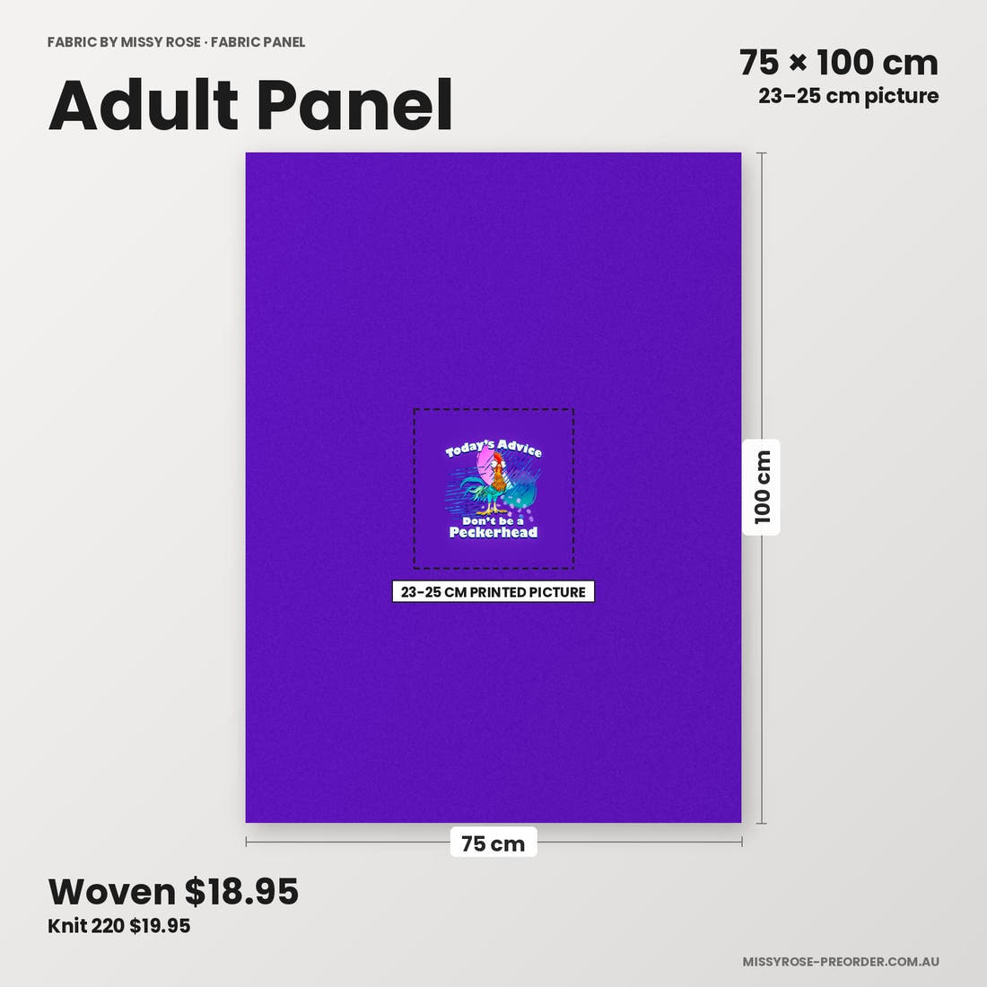 Profanity Fabric Panel 331 adult panel sizing – 23–25 cm printed picture on 75 × 100 cm fabric | Fabric by Missy Rose