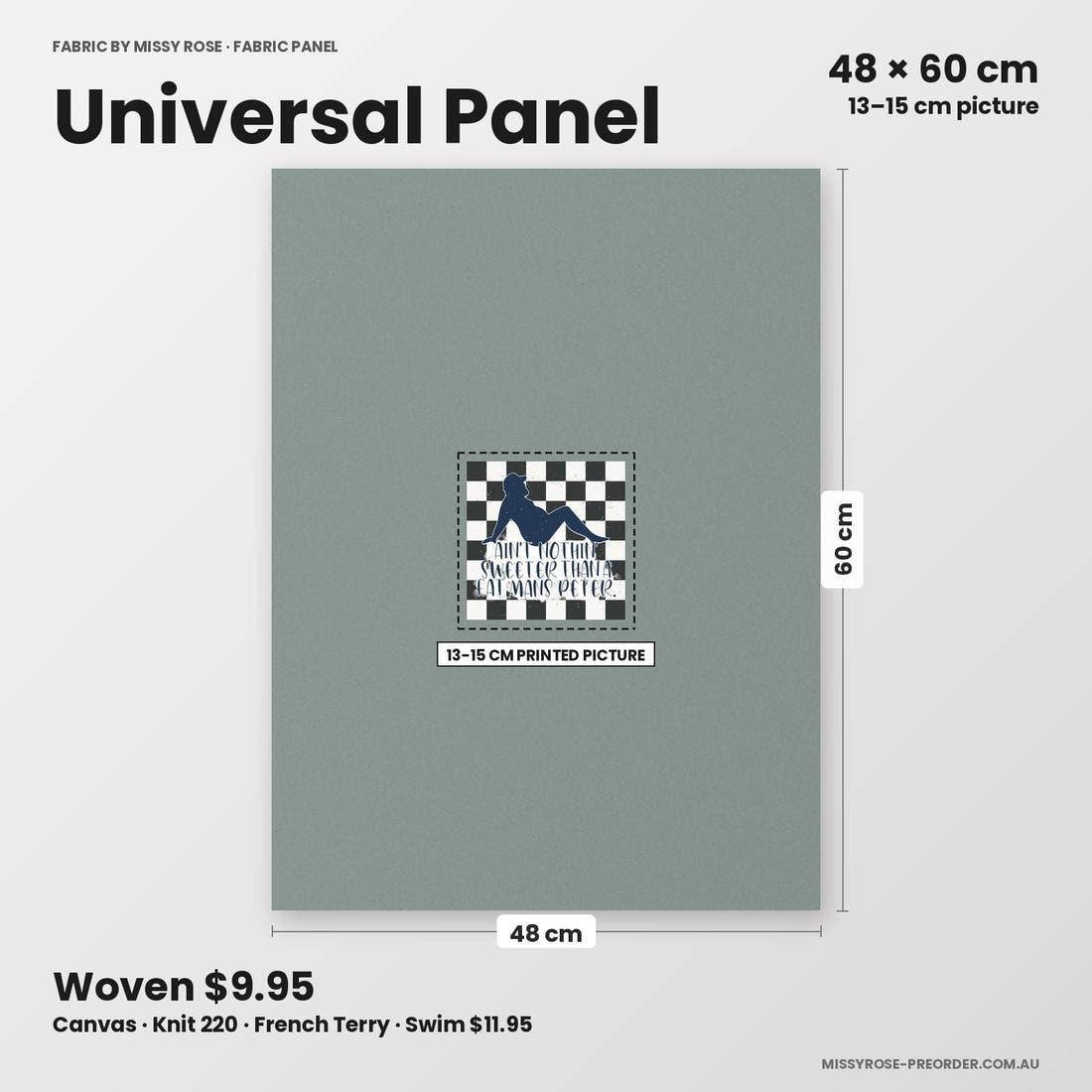 Profanity Fabric Panel 334 universal panel sizing – 13–15 cm printed picture on 48 × 60 cm fabric | Fabric by Missy Rose