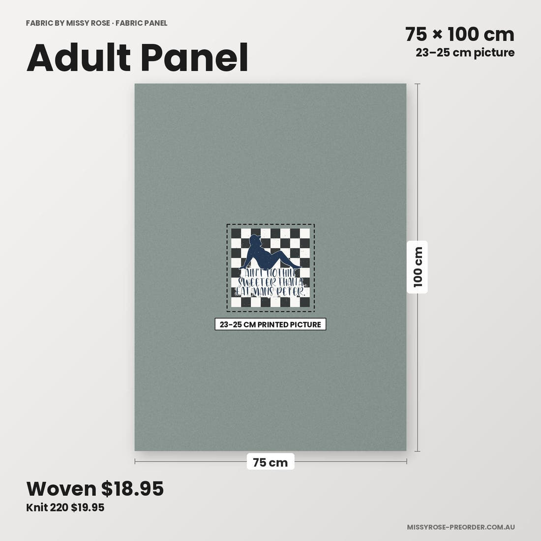 Profanity Fabric Panel 334 adult panel sizing – 23–25 cm printed picture on 75 × 100 cm fabric | Fabric by Missy Rose