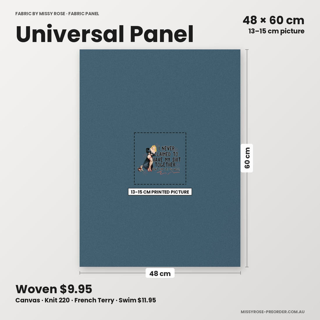 Profanity Fabric Panel 337 universal panel sizing – 13–15 cm printed picture on 48 × 60 cm fabric | Fabric by Missy Rose