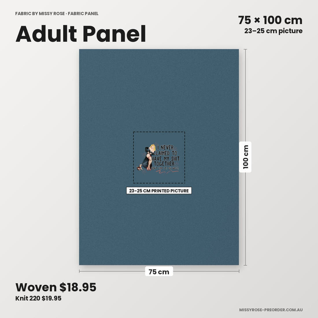 Profanity Fabric Panel 337 adult panel sizing – 23–25 cm printed picture on 75 × 100 cm fabric | Fabric by Missy Rose