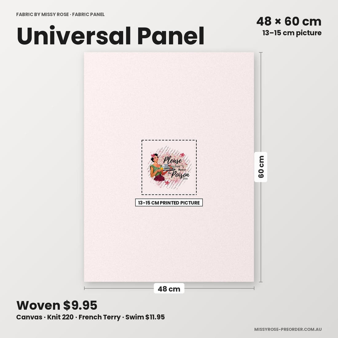 Profanity Fabric Panel 339 universal panel sizing – 13–15 cm printed picture on 48 × 60 cm fabric | Fabric by Missy Rose